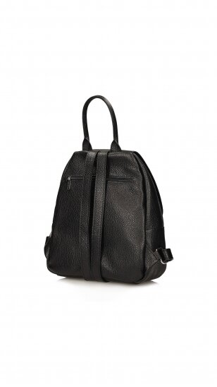 Elegant black genuine leather backpack - TOSCANIO