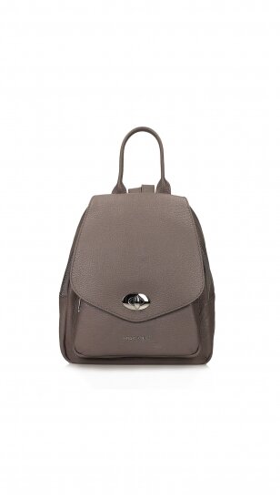 Elegant Grey Genuine Leather Backpack - TOSCANIO