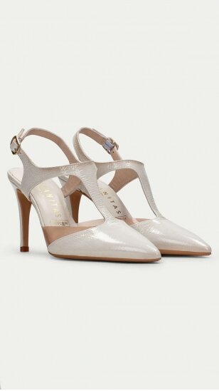 Elegant white leather high-heeled shoes HISPANITAS