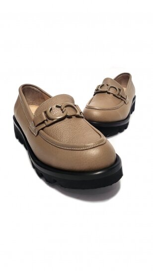 Elegant beige leather loafers - MARIO MUZI