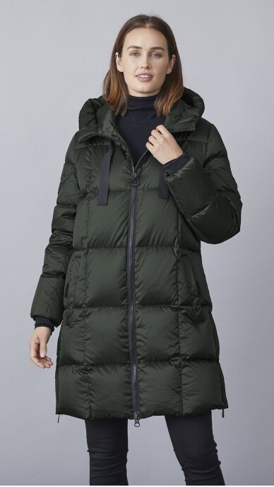 Elegant long down jacket with a hood - JUNGE