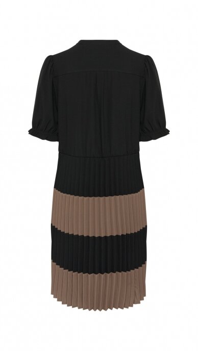 Elegant Black and Brown Pleated Dress - CULTURE 4