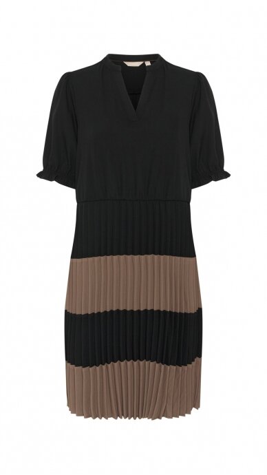 Elegant Black and Brown Pleated Dress - CULTURE 3