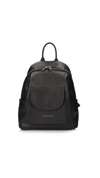 Elegant black genuine leather backpack – TOSCANIO