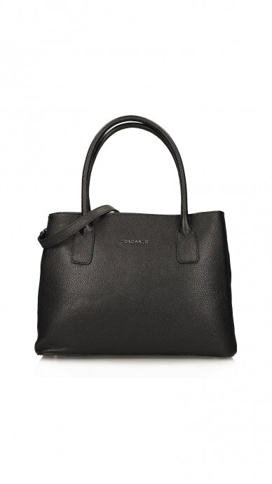 Elegant black genuine leather handbag - TOSCANIO