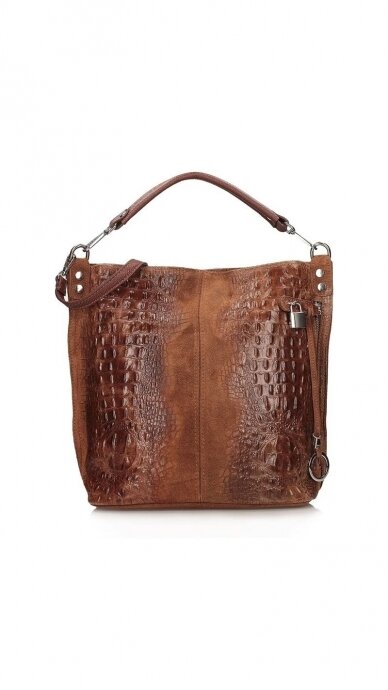 Elegant leather handbag with crocodile structure TOSCANIO