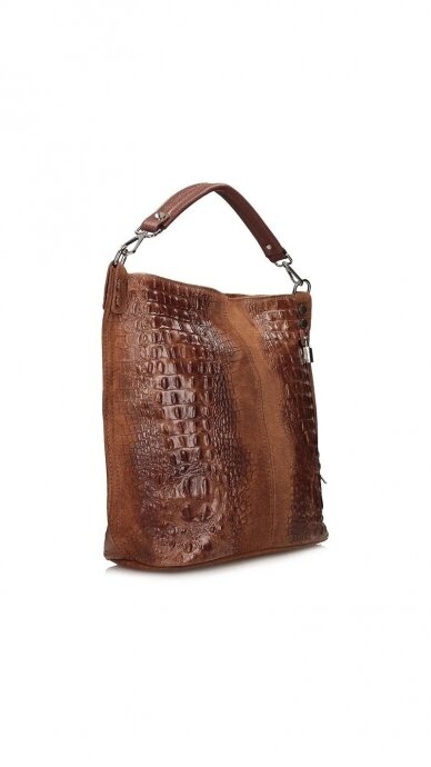 Elegant leather handbag with crocodile structure TOSCANIO 1