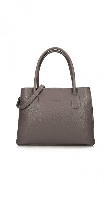 Elegant grey genuine leather handbag - TOSCANIO