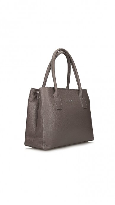 Elegant grey genuine leather handbag - TOSCANIO 2