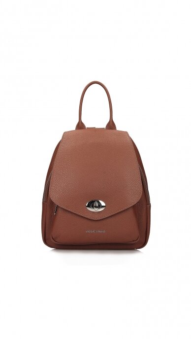 Elegant Brown Genuine Leather Backpack - TOSCANIO