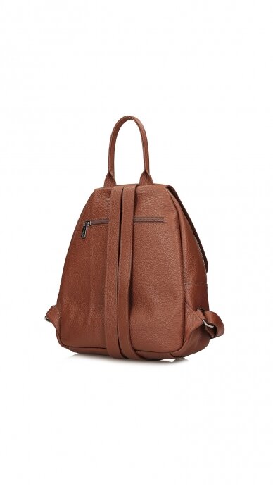 Elegant Brown Genuine Leather Backpack - TOSCANIO 1