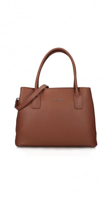 Elegant brown genuine leather handbag - TOSCANIO