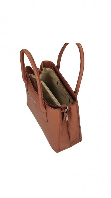 Elegant brown genuine leather handbag - TOSCANIO 3