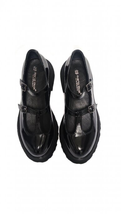 Elegant shiny black leather double strap shoes - MARIO MUZI 3