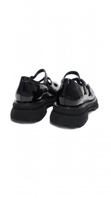 Elegant shiny black leather double strap shoes - MARIO MUZI 2