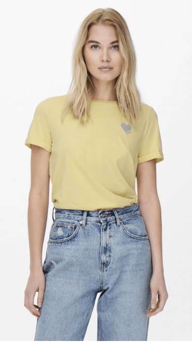 Yellow cotton t-shirt for women - ONLY