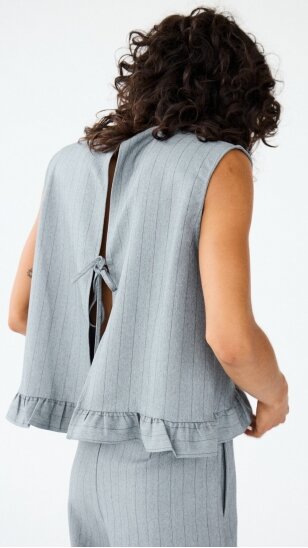 ICHI ruffled striped vest