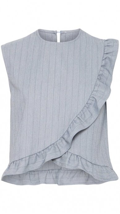 ICHI ruffled striped vest 4