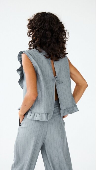 ICHI ruffled striped vest 2