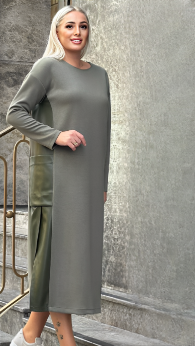 Long casual dress with side details - MISS LILIUM 2