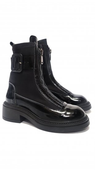 Black patent boots with zipper MARIO MUZI