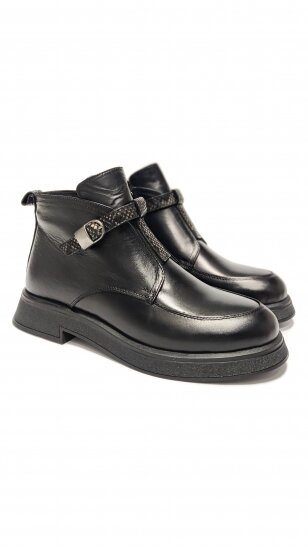 Black natural leather boots with decorative buckle MARIO MUZI