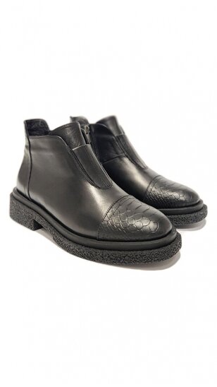 Black natural leather boots with textile lining MARIO MUZI