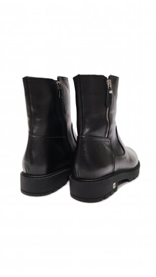 Black natural leather ankle boots with zipper MARIO MUZI