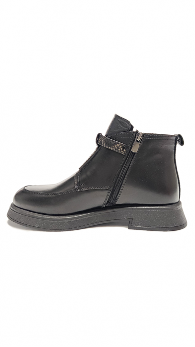 Black natural leather boots with decorative buckle MARIO MUZI 3