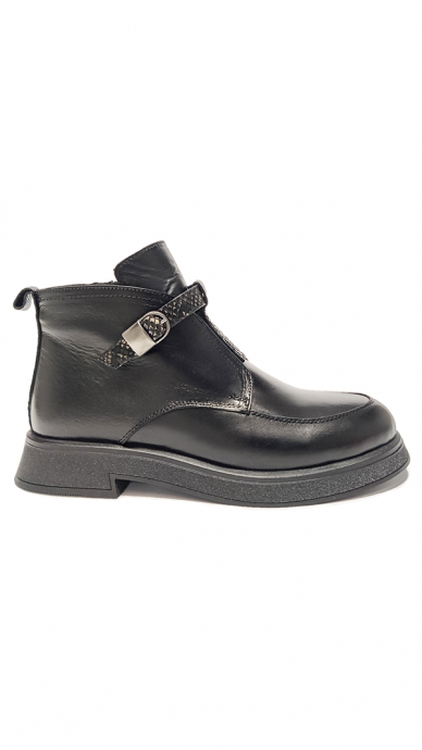 Black natural leather boots with decorative buckle MARIO MUZI 2