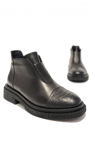 Black natural leather boots with textile lining MARIO MUZI