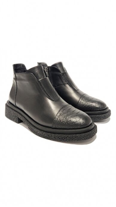 Black natural leather boots with textile lining MARIO MUZI 1