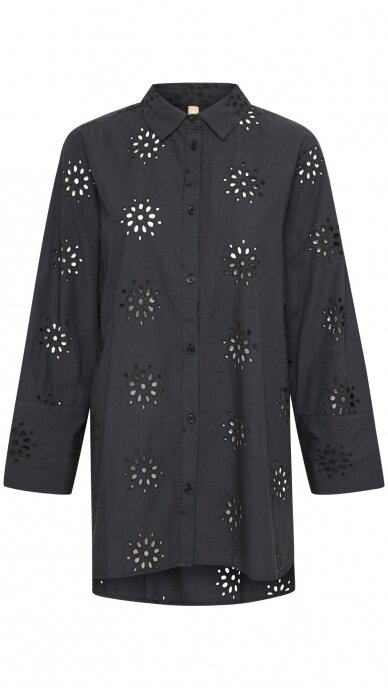 Black Perforated Cotton Long Sleeve Shirt – CULTURE 3