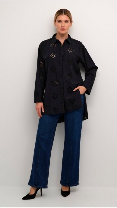 Black Perforated Cotton Long Sleeve Shirt – CULTURE 2