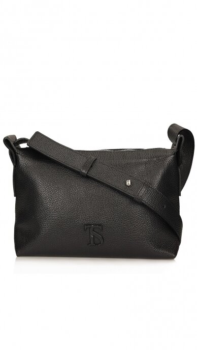 Compact black leather handbag TOSCANIO