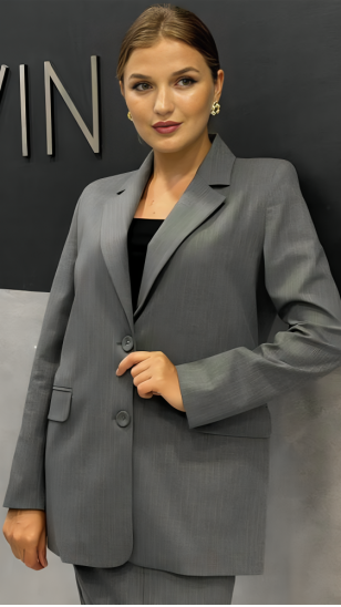 LAVIN suit with skirt - gray