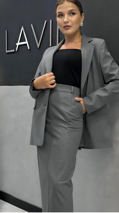 LAVIN suit with skirt - gray