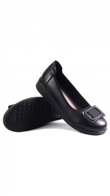 LORETTA VITALE elegant black leather ballet flats with buckle 5