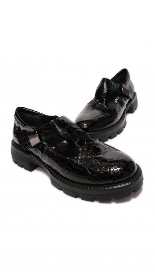 MARIO MUZI natural patent leather shoes with velcro closure