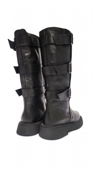 MAGZA natural leather long boots with buckles 2