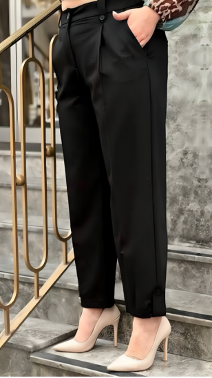 MIRA MIA black elegant straight cut trousers