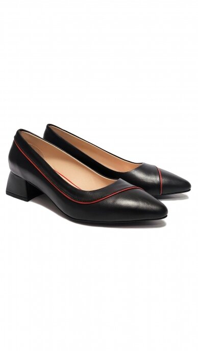 Women's black leather shoes with red accent MARIO MUZI