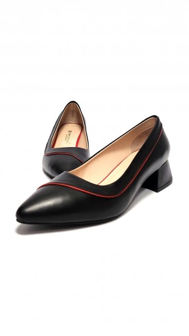 Women's black leather shoes with red accent MARIO MUZI 2