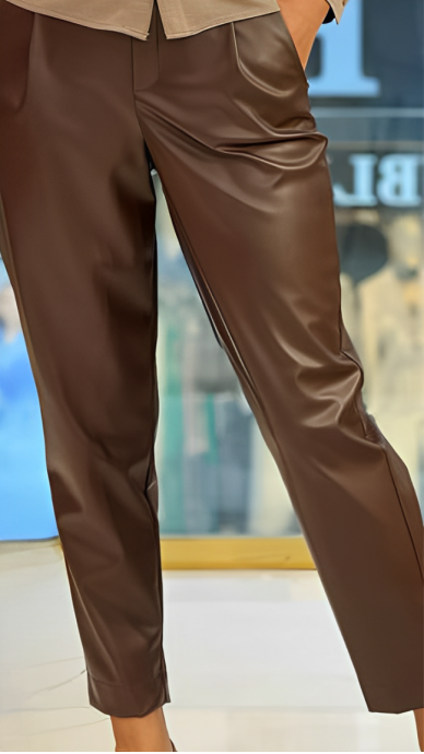 Women's eco leather pants with pockets - MIRA MIA 1