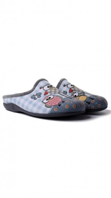 Women's blue slippers with owl decor - SANITAL FLEX 1