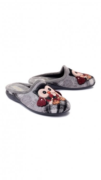 Women's textile slippers with an owl design - SANITAL FLEX