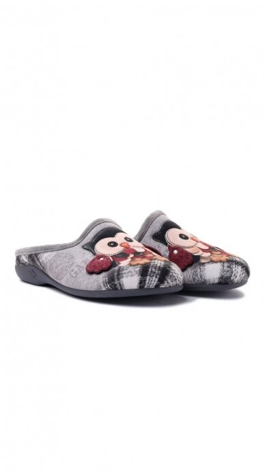 Women's textile slippers with an owl design - SANITAL FLEX 1