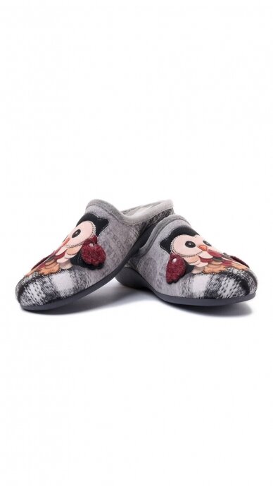 Women's textile slippers with an owl design - SANITAL FLEX 2