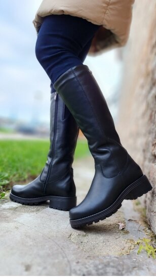 Black genuine leather ankle boots - AALTONEN