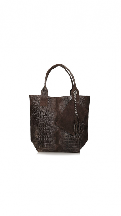 Leather handbag with crocodile structure TOSCANIO